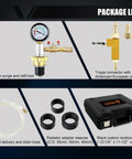 Pro Grade Automotive Radiator Coolant Vacuum Refill Tool Kit featuring vacuum purge, refill tool, hoses, and adapter sleeves.