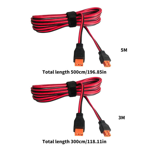 Top Shelf XT60i Extension Cable Male To Female 12 Awg 16 Foot Power Wire With Reinforced Connectors For Rv Camp Solar Generator And Outdoor Gear Setup That Holds Up Under Heavy Pressure, shown in red and black with two lengths.