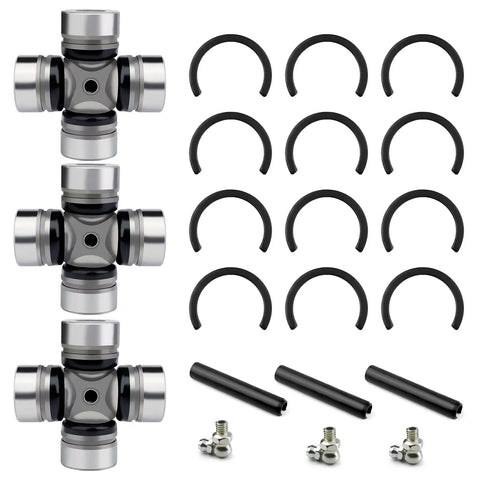 3 Pack Front And Rear Prop Shaft U Joint Kit For RZR 900 1000 Series Including XP 900 XP4 900 S 1000 XP 1000 XP4 1000 General 1000 Ranger 1000 Diesel Crew 2015 2018 Replaces 3235616 3235500 3260104 2202015 2203703, steel U-joints with clips and grease fittings