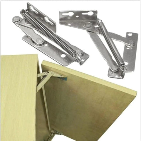 Two Pack 80 Degree Sprung Cabinet Hinges With Soft Close Hydraulic Damper for lift up doors on cabinet. Quiet Anti Slam Top Support.