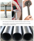 Three Quarter Inch Galvanized Steel Pipe Set 30 Inch Length Pack Of Five Ideal For DIY Industrial Vintage Furniture NPT Threaded Indoor Low Pressure Plumbing For Water Oil Gas And Air displayed with threading detail and connector.