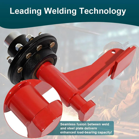Close-up of Heavy Duty 2 Pack Shipping Container Wheels Kit With 8-Lug Axles, highlighting welding technology and durability.