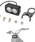 Headlight Kit 20W 6000K to 6500K Led Light Bar for Ridstar Q20 Ebike Dual Beam Front Light Waterproof shown with mount bracket and screws.