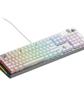 Dope Silver Full Size Mechanical Keyboard Featuring Machined Aluminum Frame Gasket Mount System Hot Swappable Switches, illuminated keys.