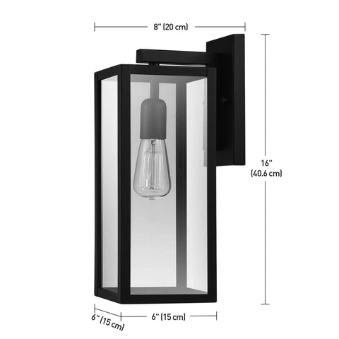 One Light Outdoor Indoor Wall Sconce Dope Matte Black Finish With Clear Glass Shade Weather Resistant Modern Exterior Lighting