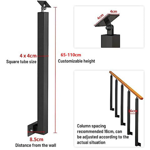 Rock Solid Heavy Duty Side Mount Railing Kit Featuring Powder Coated Wrought Iron Balusters And Support Columns with customizable height