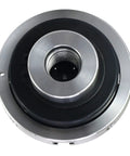 Close-up of 4 Inch Wood Lathe Chuck With 4 Jaws Self Centering For Woodturning, Steel Construction With 1 x 8TPI Thread, top view.