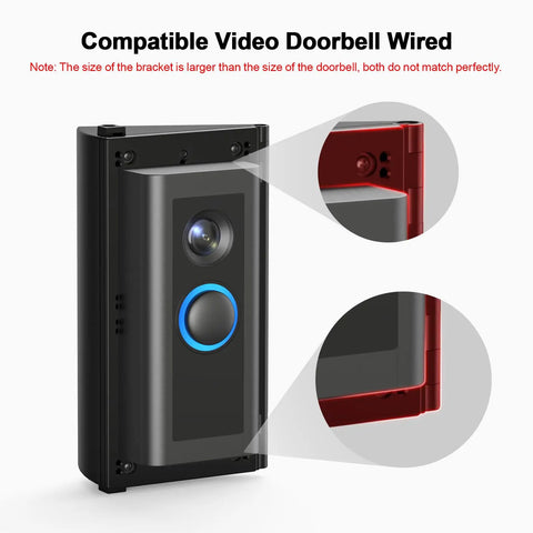 Adjustable 30 To 55 Degree Doorbell Angle Mount showing size comparison with Ring Video Doorbell Pro.