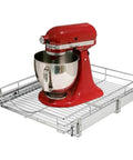 Top Notch Heavy Duty Pull Out Cabinet Organizer One Tier Smooth Glide Chrome Wire Drawer Shelf For Kitchen Pantry And Bathroom with red mixer.
