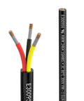 Three Core 16 Gauge Extension Wire 20 Feet Black With Red Yellow Conductors Go-To Power Cable for 5V to 300V DC