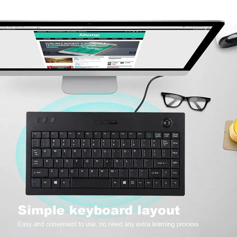 Heavy Duty Wired USB Keyboard With Eighty Eight Keys Dead Silent Business Keypad For Quick Data Entry Or Chill Gaming Sessions Bulletproof Design Plug And Play Ready top view with simple layout and connected to a computer.