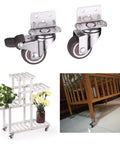 Top Shelf Swivel Casters With Brakes And Slick Nylon Wheels for flower stands and furniture on a plant stand and crib.
