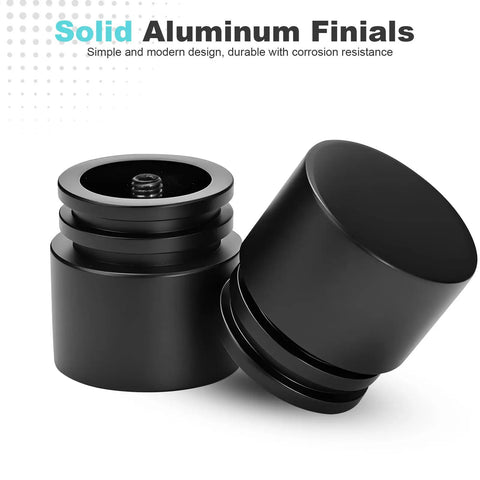 Solid aluminum finials for Extra Long Black Curtain Rod 240 Inches Heavy Duty 1 Inch Metal Drapery Rod