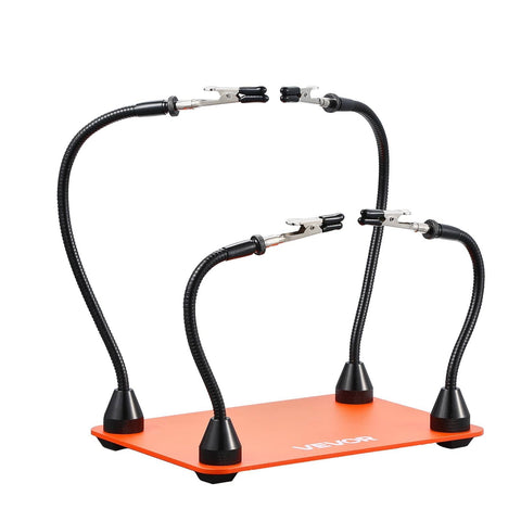 Magnetic Helping Hands Soldering Station With Four Flexible Gooseneck Arms Alligator Clips Non Slip Heavy Duty Steel Base