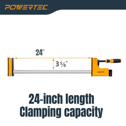 24 Inch Parallel Clamps For Woodworking Two Pack Heavy Duty 90 Degree Steel Bar Jaw Clamp with 24-inch length and 3-5/8 deep throat