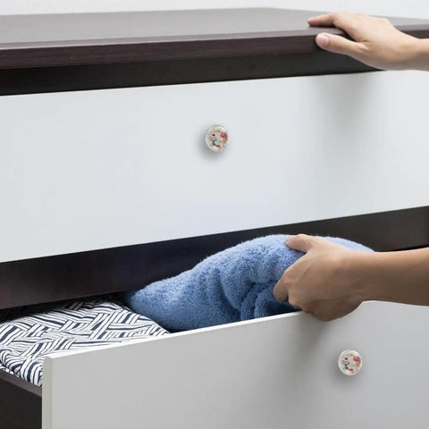 Hand opening drawer with 4 Pack Drawer Knobs Vintage Cake Pattern 35mm White Base Cabinet Pulls For Kitchen Cupboard Dresser Closet Doors Dope Classic Look Crystal Glass Hardware Built To Last And Easy To Install