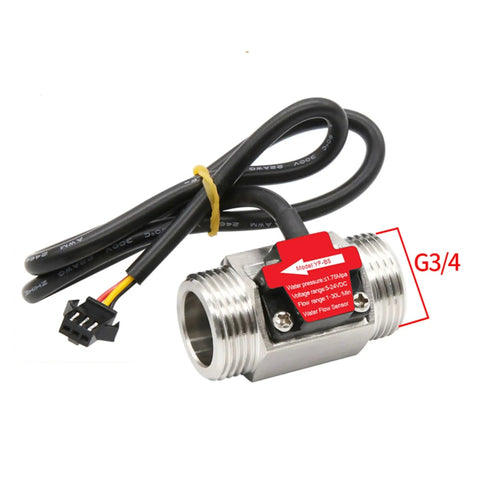 Three Quarter Inch Stainless Steel Water Flow Sensor Flowmeter Turbine Meter With 1.75 MPa Rating DC 3.5 To 24V NPN Hall Output