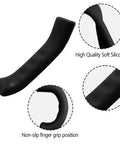 Two Pairs Silicone Brake Lever Grip Protectors for Bicycle, 75x24mm, Black, with highlighted non-slip grip and soft silicone material.