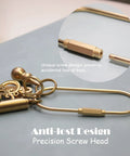 Dope Gold Brass Key Rings With Screw Lock Carabiner Clips For Keys And Handbags, showing anti-lost design and precision screw head