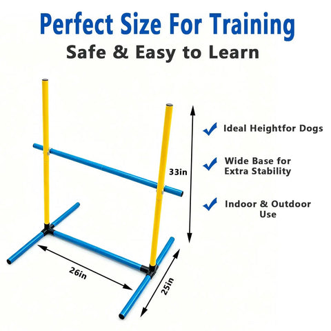 Two Pack Dog Agility Jump Set With Adjustable PVC Hurdles For Small And Medium Dogs Portable Easy To Assemble No Tools Needed