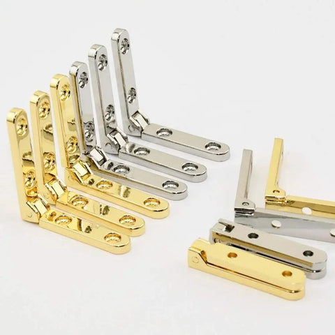 Dope Zinc Alloy Jewelry Box Hinge Set For Wooden Boxes 30 By 30 By 6Mm 95 Degree Opening Silver Plated Finish in gold and silver