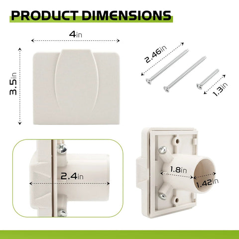 Pokin 360W central vacuum wall inlet valve, white plastic wall plate cover with screws