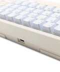 Side view of a 65 Percent Wireless Mechanical Keyboard Features Hotswap Switches Tri Mode Bluetooth And Usb Wiring Cnc Aluminum Body.