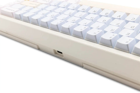 Side view of a 65 Percent Wireless Mechanical Keyboard Features Hotswap Switches Tri Mode Bluetooth And Usb Wiring Cnc Aluminum Body.