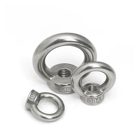 Premium 304 Stainless Steel Lifting Eye Nut Screw Ring Eyebolt M10 set including M6, M10, and M12 sizes for heavy duty rigging.
