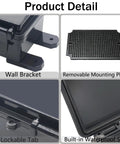 Heavy Duty Waterproof Electrical Junction Box With Hinged Lid Rock Solid Ip67 Abs Project Enclosure showing wall bracket, lockable tab, and waterproof seal.