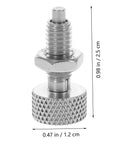Rock Solid 2 Pack Stainless Steel Retractable Spring Plunger Pins With Knurled Grip And Dead Simple Locking Feature For Furniture And Diy Workshop Fixtures, close-up of a single pin, showing knurled grip.