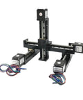 Dual Axis Or Triple Axis T06 Lead Screw Linear Sliding Stage Kit For Desktop Positioning Equipment Gantry Frame Build With Integrated Rail System And Smooth Transmission For Dope Precision Robotic Or Fixture Setup, black metal with motors and wires