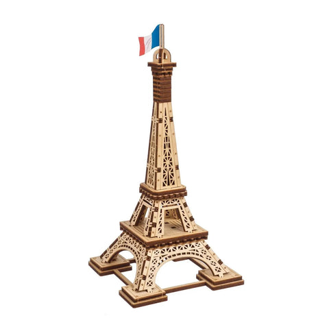 Paris Tower 3D Puzzle Kit No Glue Needed, 50 Wooden Pieces, 7.08 Inch Tall, Brown Finish, Easy Build For DIY Enthusiasts And Collectors, World Cities Collection, Fun Desk Model For Kids And Adults, wooden Eiffel Tower model