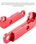 Red CNC-milled aluminum Drift Lock Adapter For E36 Steering Angle Boost Twenty Five Percent More Turning Angle with mounting hardware