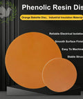 Orange Bakelite Disc 60x10mm Phenolic Resin Plate For Machining And Fabrication on black stand with features listed.