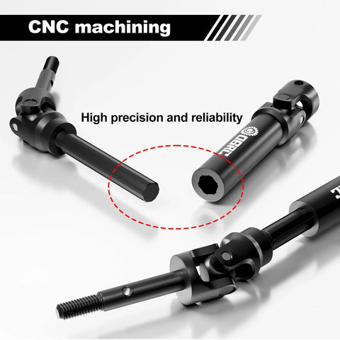 Rear CV Driveshaft Upgrade For Traxxas Slash 4x4 And 2WD Stampede Rustler Nitro F150 Hoss RC Truck Carbon Steel Construction Durable Beefed Up Driveline For 1/10 Scale VXL, CNC-machined U-joint shafts