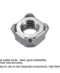 Heavy Duty Square Weld Nuts M8-1.25 UNC Carbon Steel Machine Screws Gray 10 Pack showing hexagonal nut with threaded insert