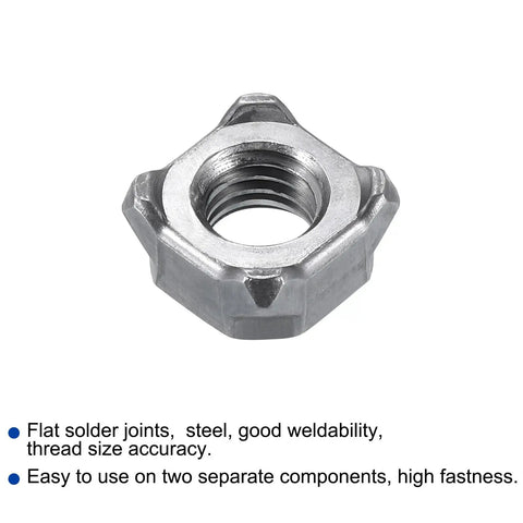 Heavy Duty Square Weld Nuts M8-1.25 UNC Carbon Steel Machine Screws Gray 10 Pack showing hexagonal nut with threaded insert