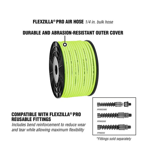 Premium Hybrid Air Hose One Quarter Inch By 250 Feet Bulk Plastic Spool Heavy Duty Workhorse Lightweight Kink Resistant