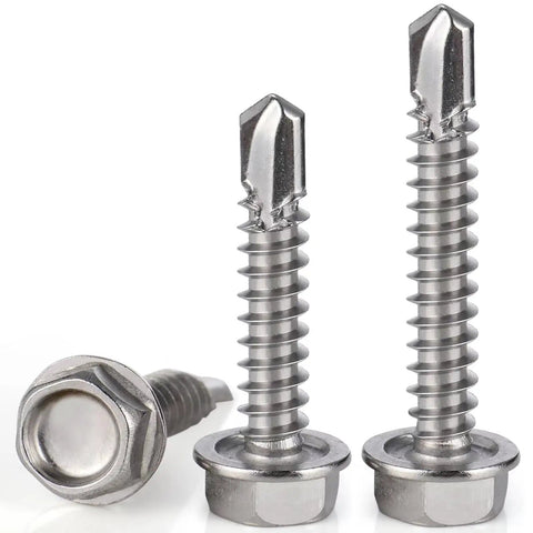230-Piece No Pilot Hole Self Drilling Screws For Metal 8 By One Half Inch Stainless Steel 410 Self Tapping Sheet Metal Screws