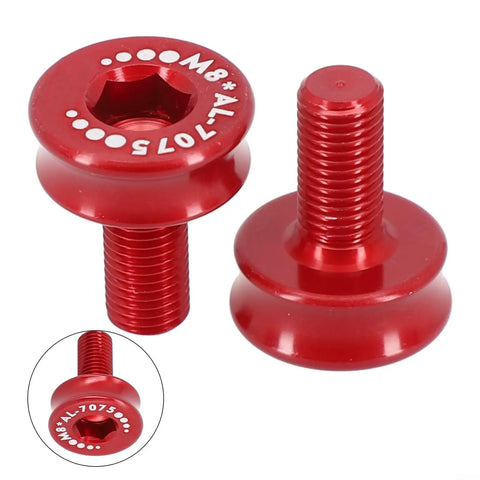 Lightweight Aluminum Alloy Bicycle Crank Arm Bolts M8 Thread Two Pack Water Resistant For Square Taper Bottom Bracket Red Great Upgrade