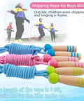 Kids Jump Rope 7ft Adjustable Cotton Skipping Rope With Wooden Handles For Boys And Girls Fitness Outdoor Exercise