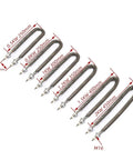 Heavy Duty Slick Electric Finned Tubular Heater For Oven 220V 1500W Stainless Steel U Shape Hot Air Fin Element dimensions shown