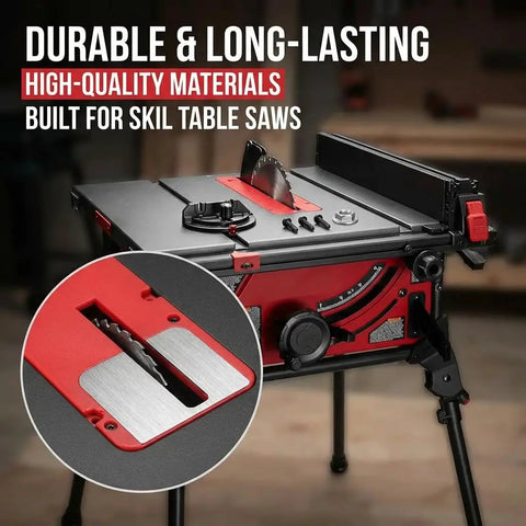 Zero Clearance Insert Plate And Dado Insert Plate Combo For SKIL 10 Inch Table Saw TS6307 00 shown in close-up on table saw