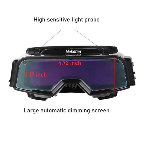 Front view of Auto Darkening Welding Goggles With Adjustable Sensitivity And Wide Shade 4/9-13, 4.82 x 1.37 Inch Viewing Area