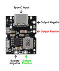 Type C USB Boost Converter Module Pack Six Pieces 5V 2A Output Boost Up Power with labeled input and output terminals.