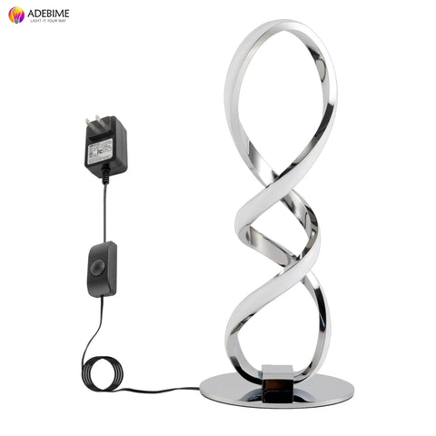 LED Spiral Bedside Lamp With Stepless Dimming 12W 3000K Warm White Modern Nightstand Desk Light, double spiral on metal base