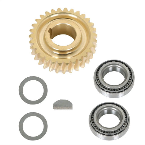 Drop In Replacement Worm Gear Kit With Bearings Races And Spacers For MTD Troy Bilt Horse Tiller, gear and components shown
