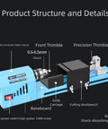 Industrial Mini Lathe Machine 12-24V With Precision Drill Chuck For DIY Wood Beads Metalworking And Engraving High Speed Adjustable Rotating Tool For Crafts showing product structure with detailed components.