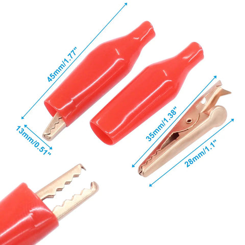 Pro Grade Copper Alligator Clips Set 35mm Insulated Crocodile Clips For Electrical Testing And DIY Projects with dimensions